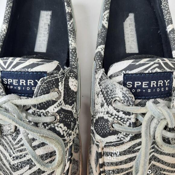 Sperry Dock-Siders Shoes Womens‎ 9.5 Zebra Stripe Leopard Print Black & White - Picture 10 of 11